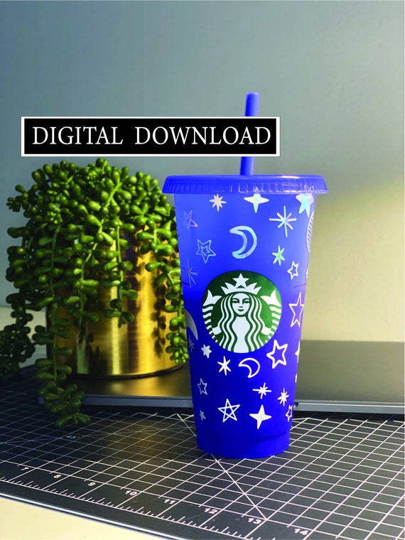 Download Full Wrap Moon And Stars Starbucks Coffee Svg File Starbucks Etsy