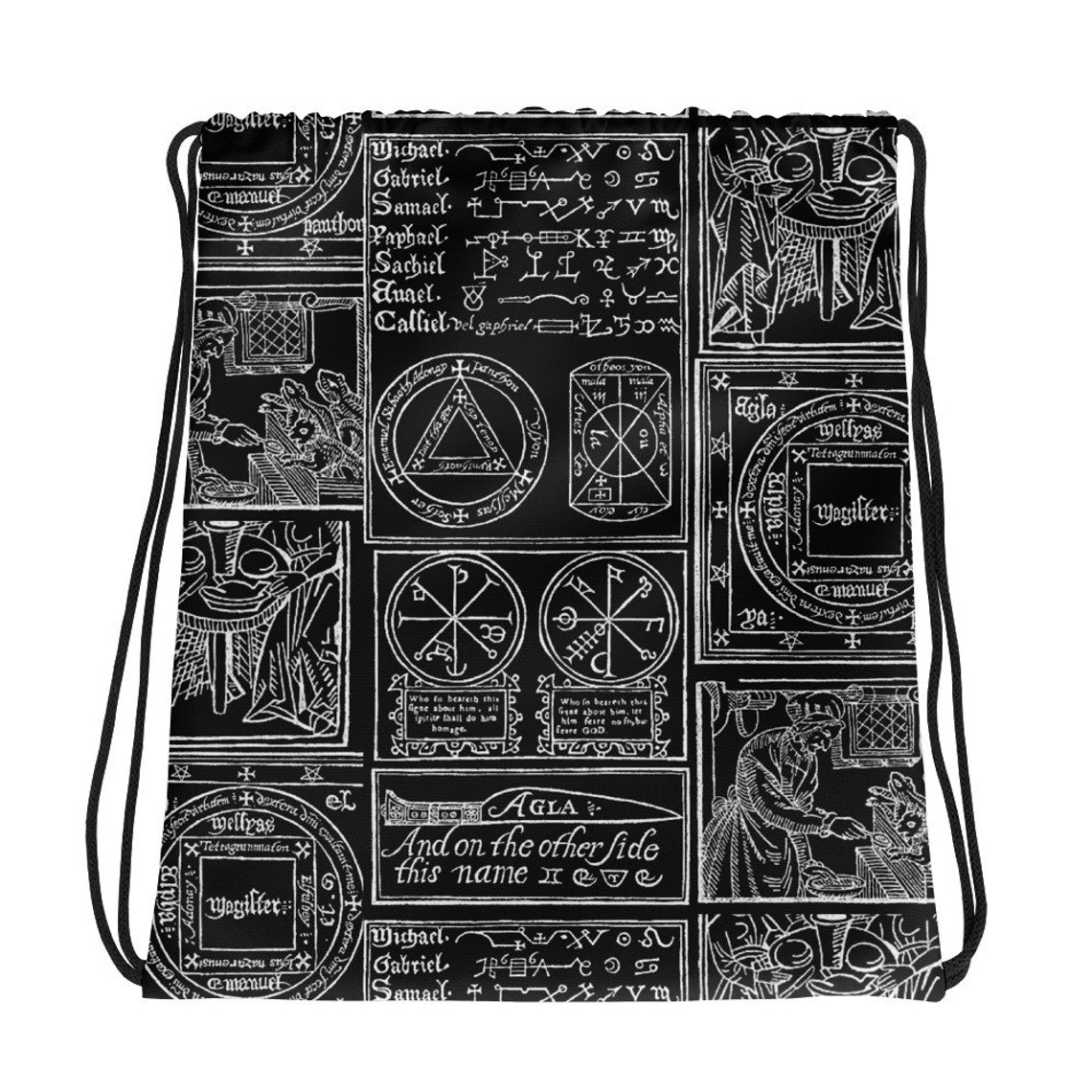 Gothic Drawstring Wiccan Bag Witchy Bags Goth Backpack Etsy