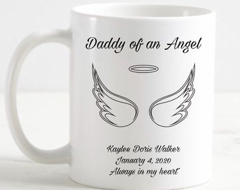 Papá de un ángel, alas de ángel, regalo del Día del Padre, regalo por la pérdida de un bebé, regalo en memoria de un ser querido, regalo de ángel, regalos para papá, tazas para papá, regalos personalizados