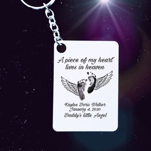 Daddy of an angel keychain,footprints keychain,angel wings footprints,infant loss Father’s Day gift, angel wings gift, in loving memory gift