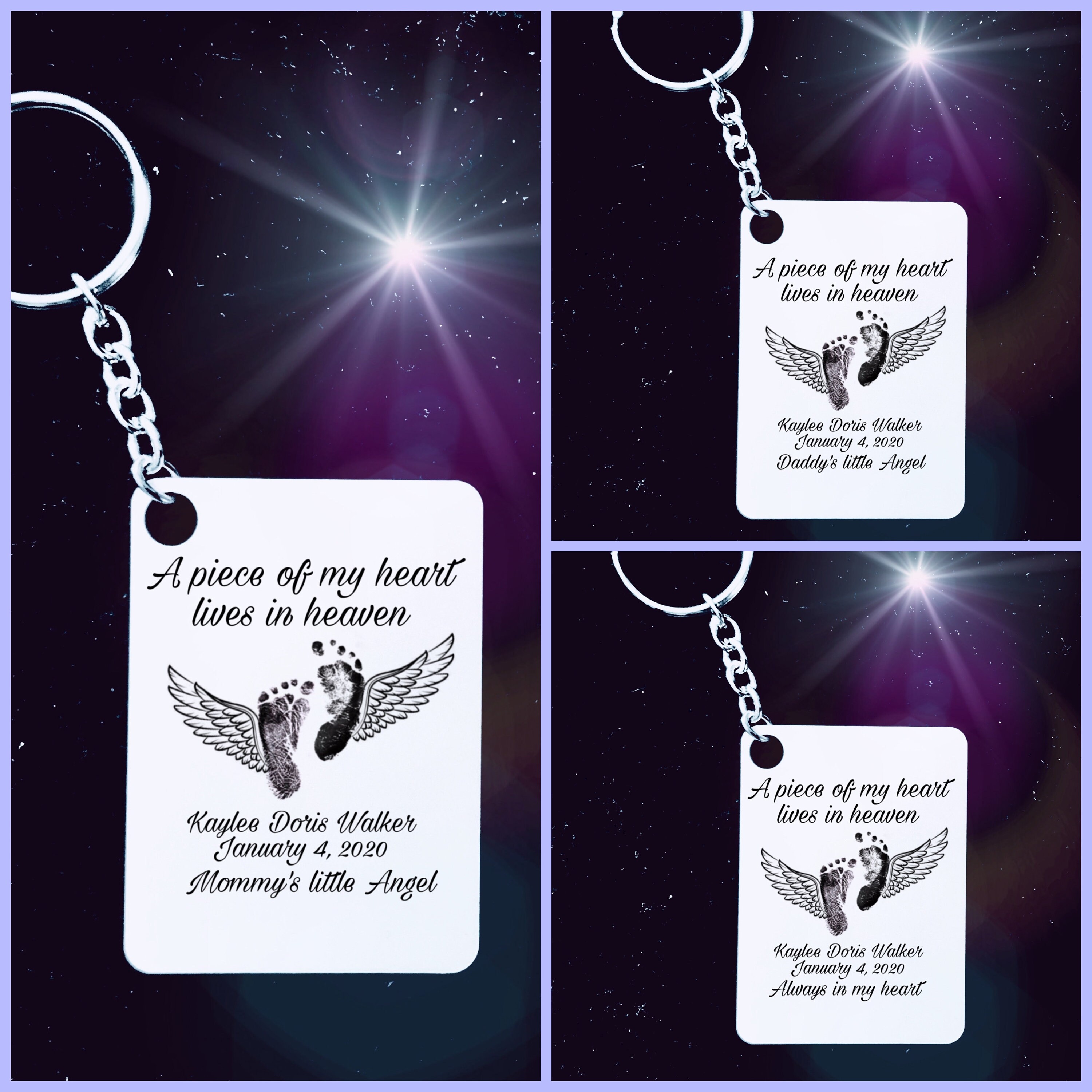 Daddy of an Angel Keychain,footprints Keychain,angel Wings Footprints ...