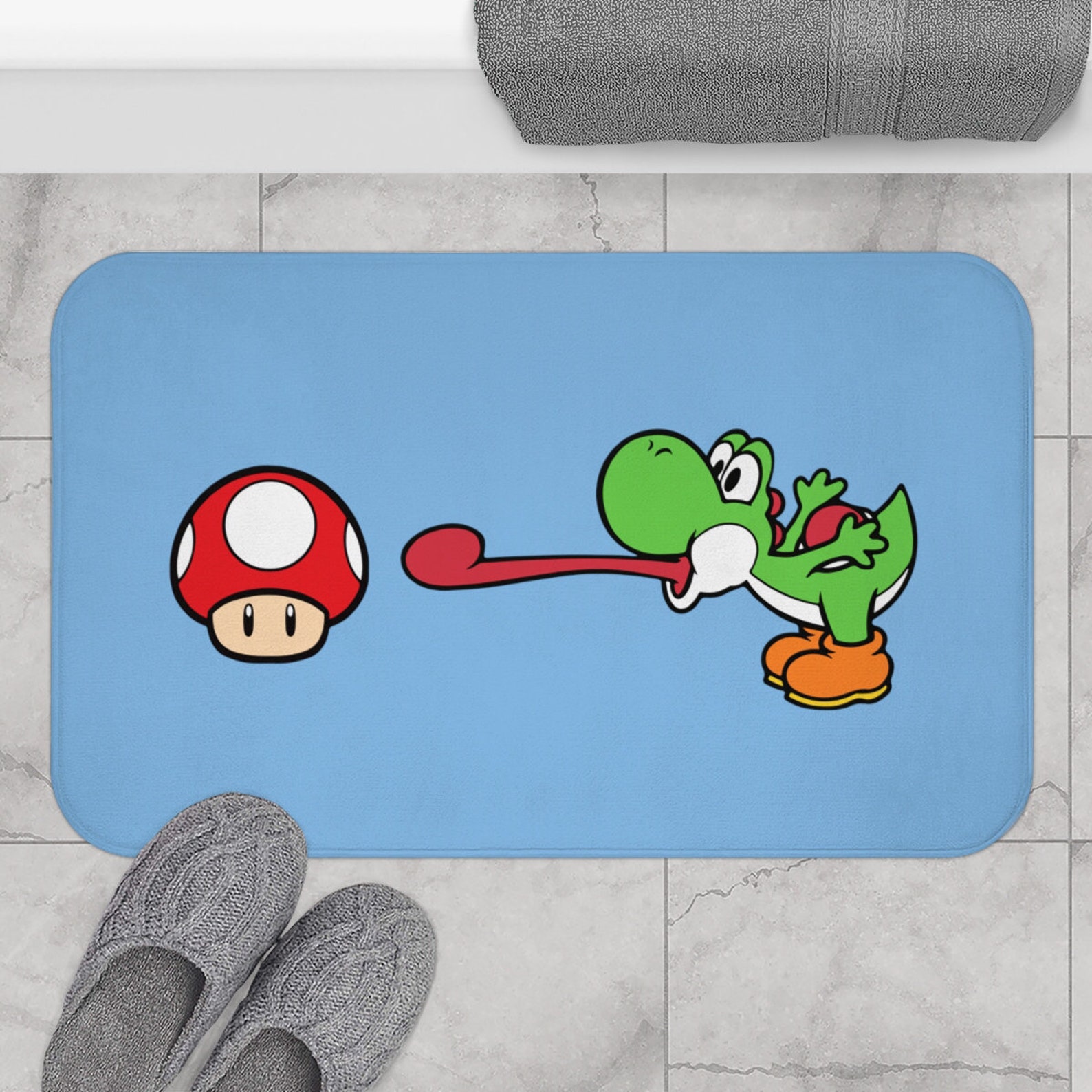 Yoshi Bath Mat Super Mario Decor Nintendo Bath Mat kids Etsy