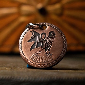 Ancient Egyptian Anubis Dog Tag | Engraved | Copper | Personalized | Pet Cat Id Tag | Pyramids | Pharaoh