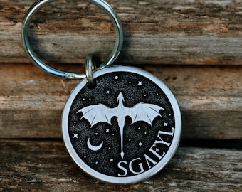 Daggertail Dragon Dog Tag | Engraved | Copper | Personalized | Pet Cat Id Tag | Sgaeyl