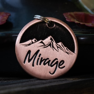 Mountain Dog Tag | Engraved | Copper | Personalized | Pet Cat Id Tag