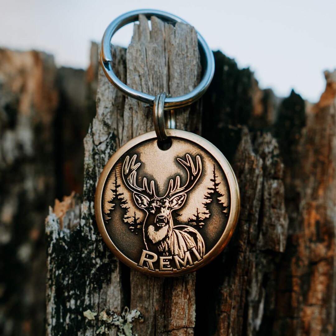 Decatur Tags Deer Dog Tag | Engraved | Copper | Personalized | Pet Cat Id Tag ...