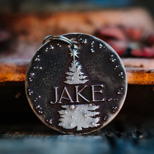 Christmas Tree Dog Tag | Engraved | Copper | Personalized | Pet Cat Id Tag | X-Mas