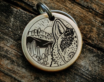Heeler Desert Dog Tag | Engraved | Copper | Personalized | Pet Cat Id |Blue Red Cattle Dog | Sunrise | Sunset