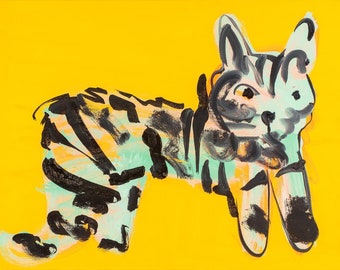 Yellow Tiger #2 Original Giclee Print 9” x 12”