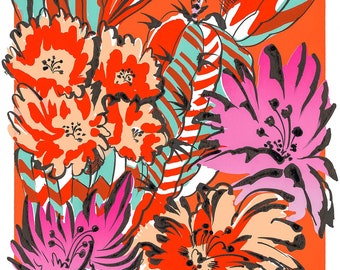 Pink Desert Cactus Giclee Print 8” x 12”