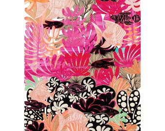 Magenta Aquarium Original Giclee Print 12” x 16”