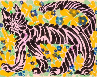 Pink Tiger Original Giclee Print 12” x 16”