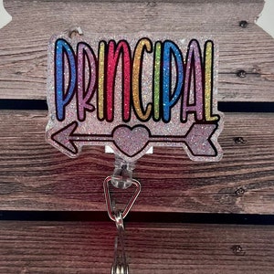 Beaded Principal Badge Reel | School Teacher|Teacher Badge Reel | Teacher Badge| Badge Holder| ID Badge | Alligator Clip | Reel Holder