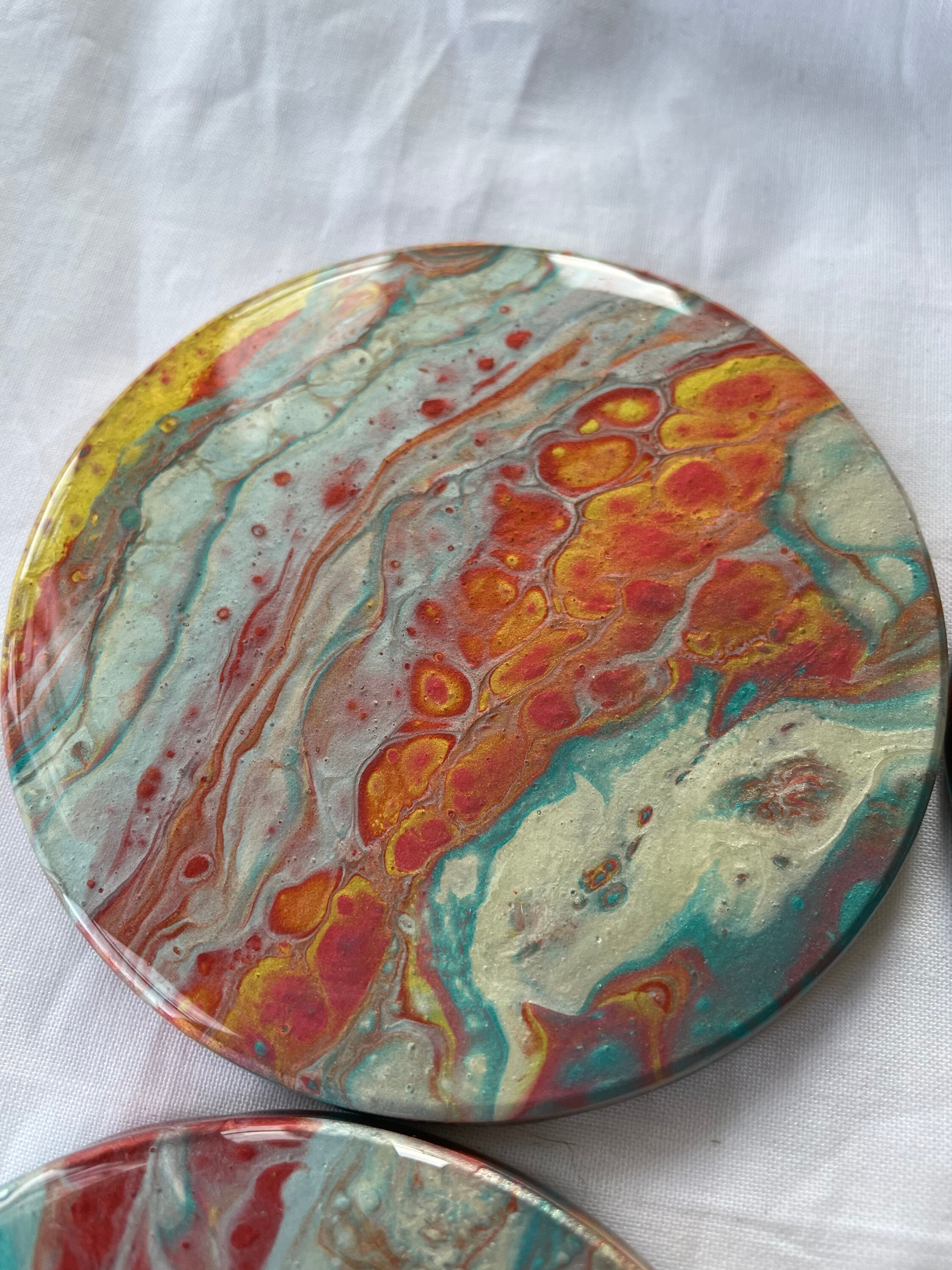 Acrylic Pour Coasters 4 Piece Set resin sealed Heat Safe Etsy