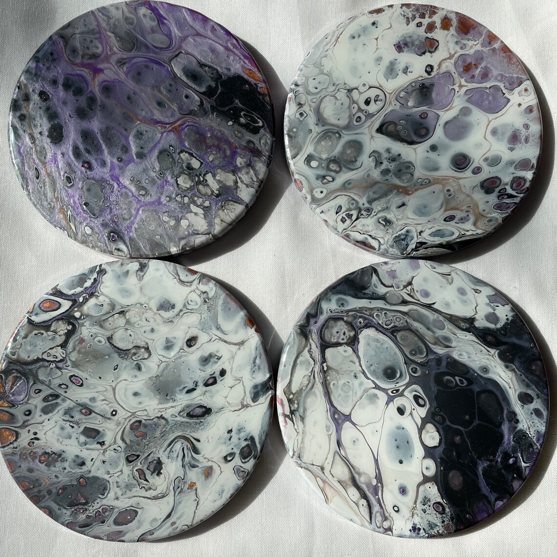 Acrylic Pour Coasters 4 Piece Set resin sealed Heat Safe Etsy