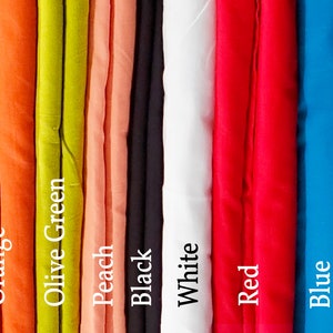 100% Cotton Voile Fabric by the Yard, available in Orange, Olive Green, Peach, Black, White, Red & Sky Blue- Lining Stitching Cloth