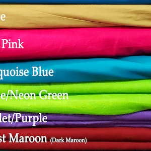 100% Cotton Voile Fabric by yard available in Almond, Hot Pink, Turquoise, Neon Green, Violet, and Maroon Shade Cloth DIY