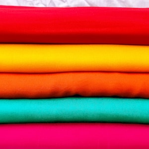 Rayon Challis Fabric by the Yard, Avlb in Red, Yellow, Orange, Teal, Hot Pink, Black- Dress Lining Stitching Cloth Soft Cool Breathable DIY
