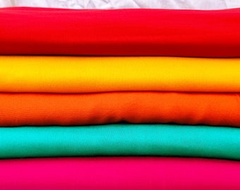 Rayon Challis Fabric by the Yard, Avlb in Red, Yellow, Orange, Teal, Hot Pink, Black- Dress Lining Stitching Cloth Soft Cool Breathable DIY
