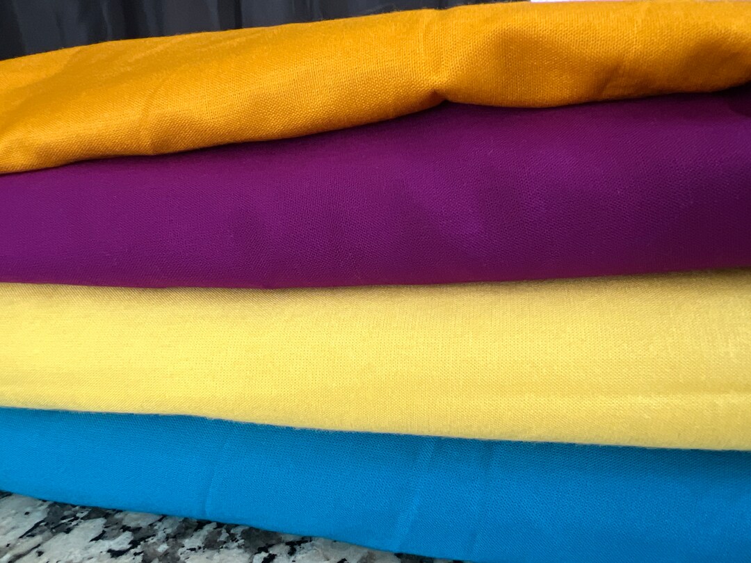 Rayon Challis Fabric by the Yard, Avlb in Yellow, Purple, Blue, White ...