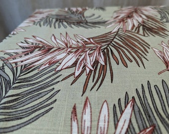 Linen tablecloth, tablecloth with green leaves made of linen fabric