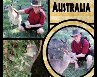 12x12 Digital Scrapbook Template: Australia Theme (PNG)