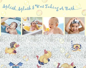 Baby Bath Scrapbook Template: 12x12 Digital Layout (PNG)