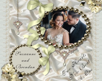 Two-Photo Wedding Scrapbook Template: 12x12 Digital Layout (PNG)