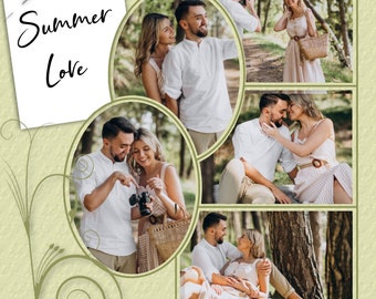 Romantic Scrapbook Template: Green Flourish Design (Digital Download)