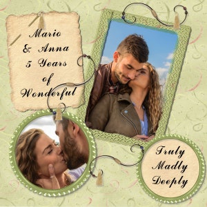 Two-Photo Digital Scrapbook Template: 12x12 PNG (Digital Download)