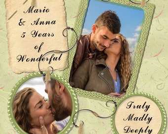 Two-Photo Digital Scrapbook Template: 12x12 PNG (Digital Download)