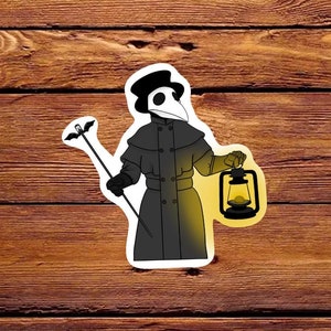 Cute Cartoon Plague Doctor Die Cut Sticker - Spooky Halloween Theme