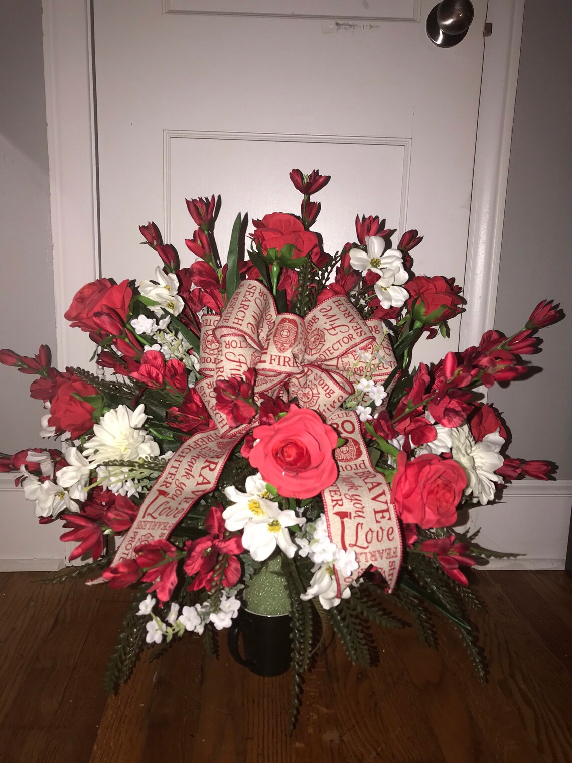 Firefighter cemetery vase Etsy