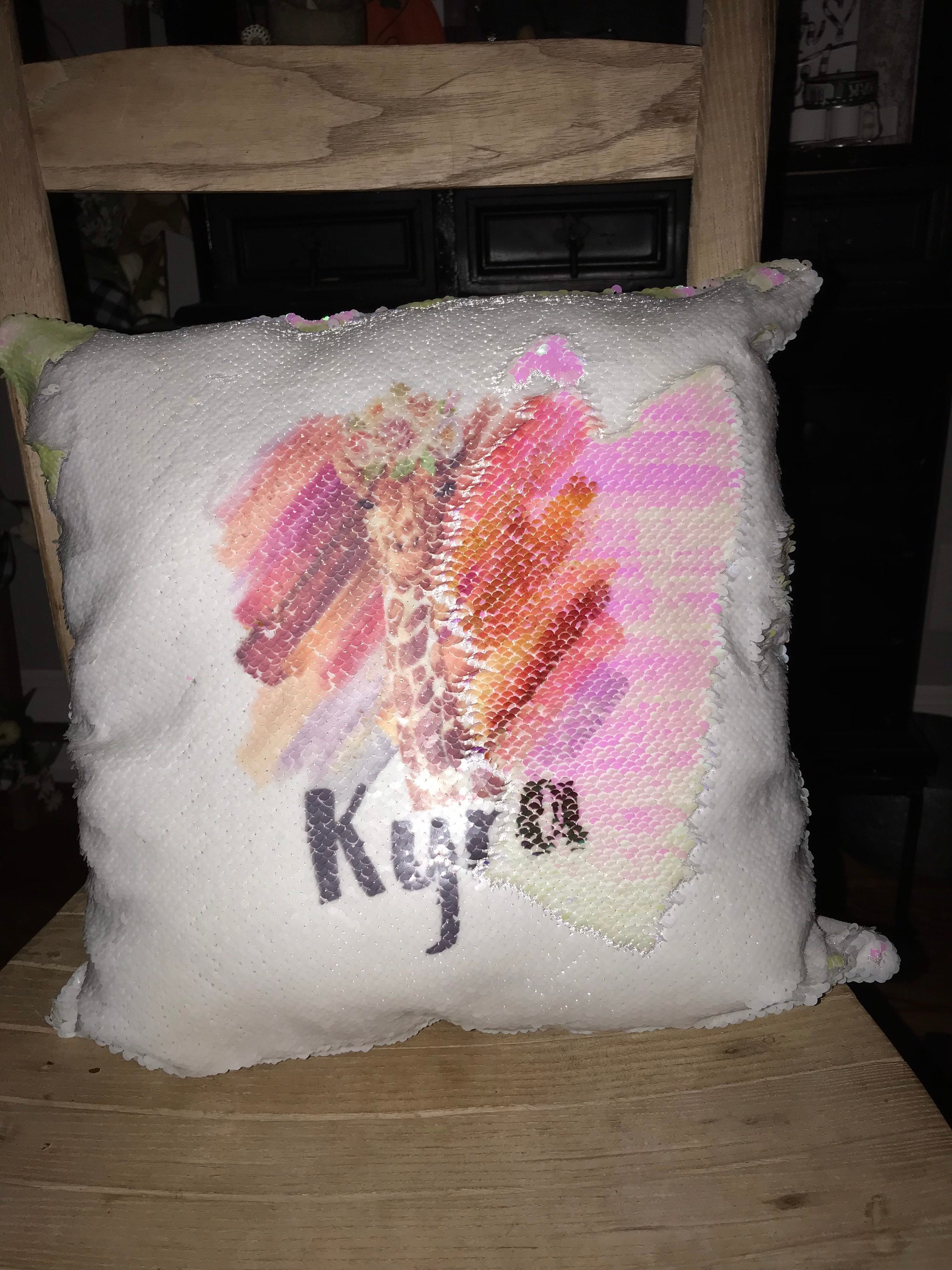 Personalized sequined pillow Etsy