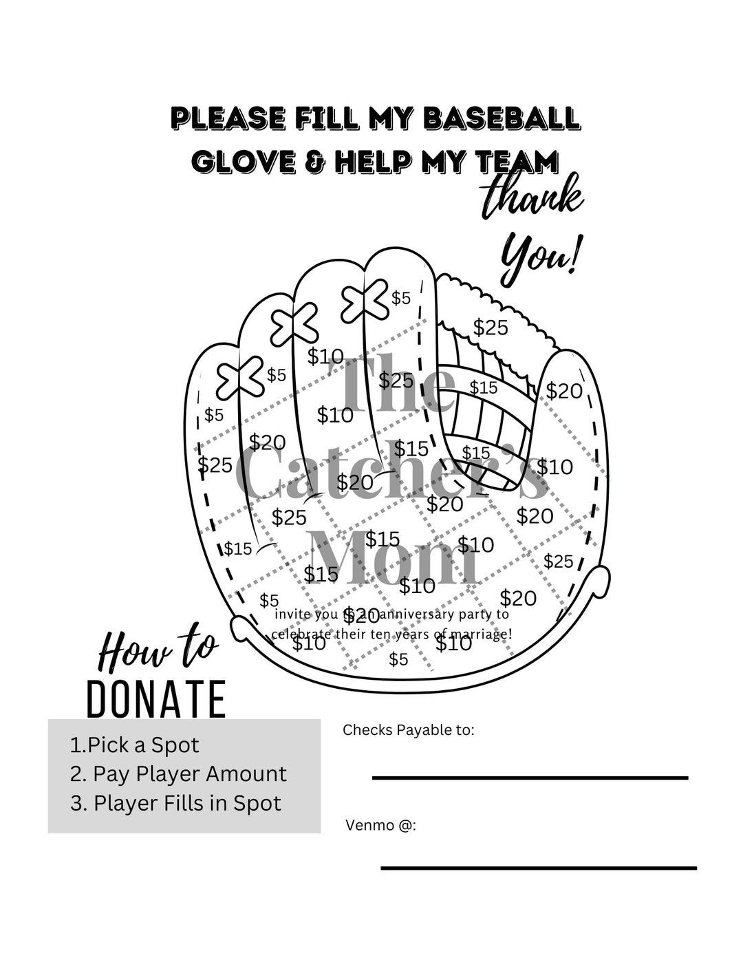 Baseball General Fundraiser Printable - Etsy
