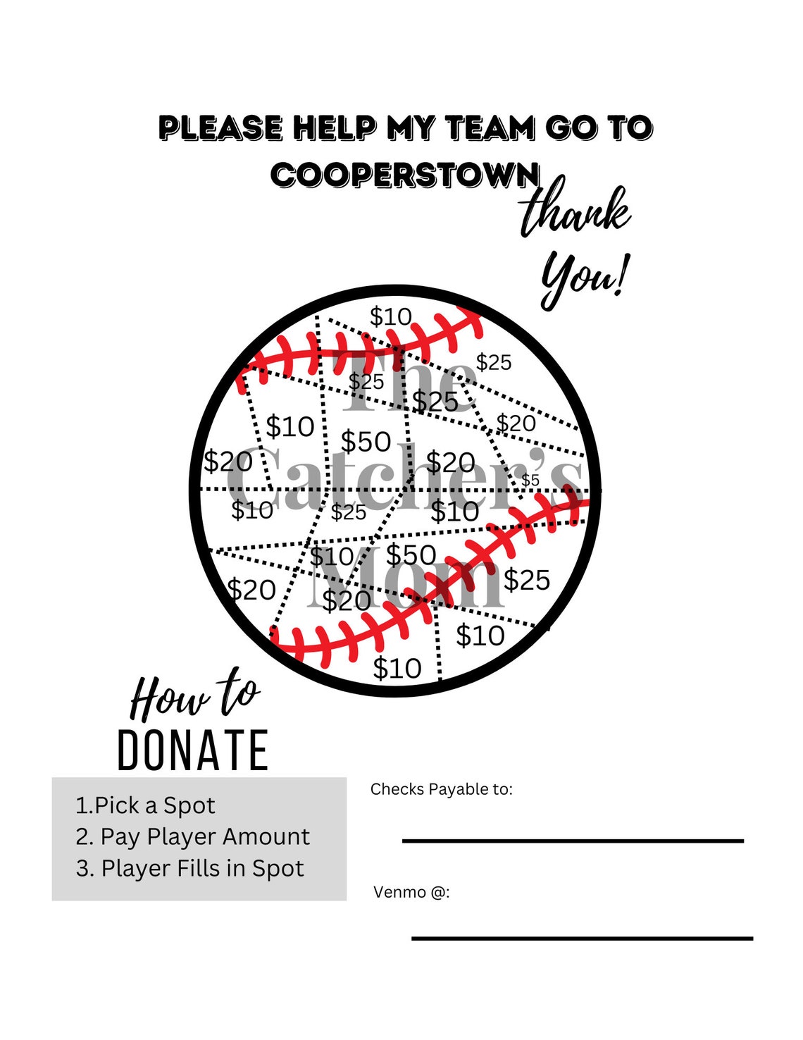 Cooperstown Baseball Fundraiser Etsy