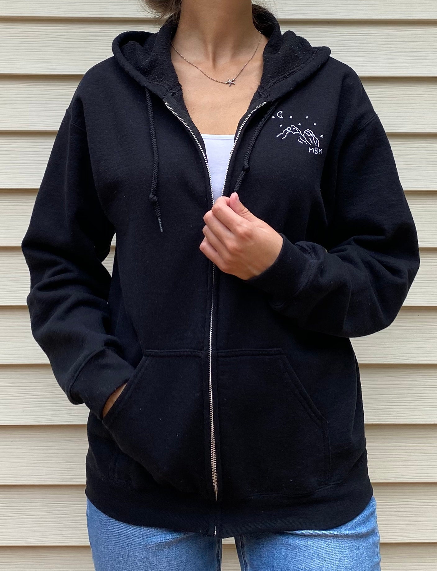 Custom Embroidered Zip up Hoodie | Simple Embroidery Design Custom Embroidered Zip up Hoodie | Simple Embroidery Design
