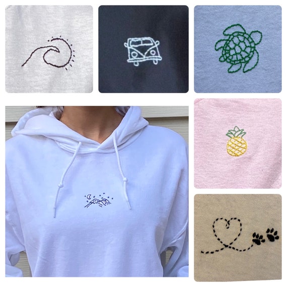 Custom Embroidered Hoodie Simple Embroidery Design - Etsy Canada