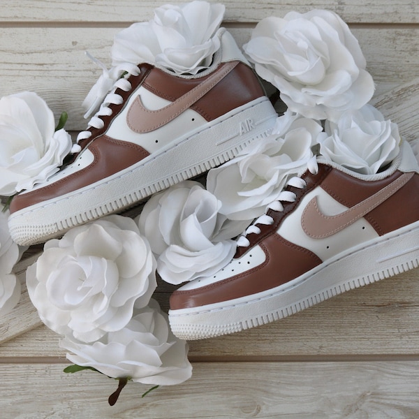 Brown Color Block Custom Air Force 1|Brown AF1 Design|Color Block Sneakers|Handpainted Air Force 1|Gifts For Her|Gifts For Him|Birthday Gift