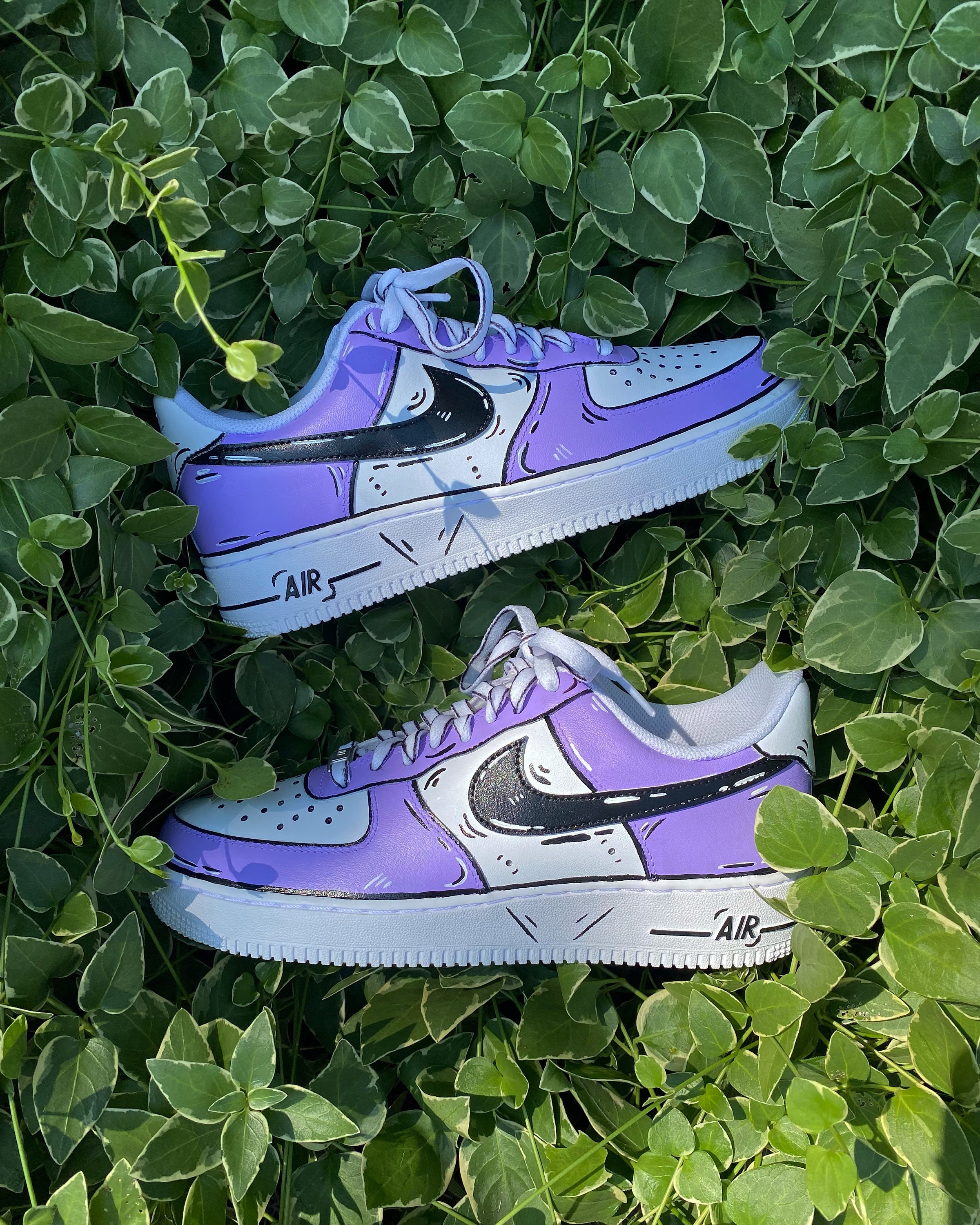 Air Force 1 Custom Sneakersred Water Lily Graffiti 