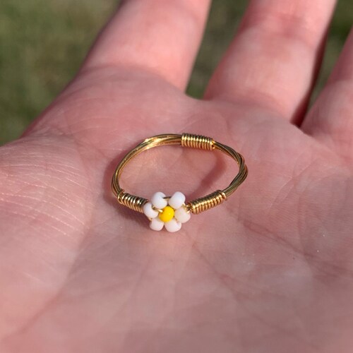 Daisy Wire Wrapped Ring Tarnish Resistant Wire Wrapped Ring Etsy