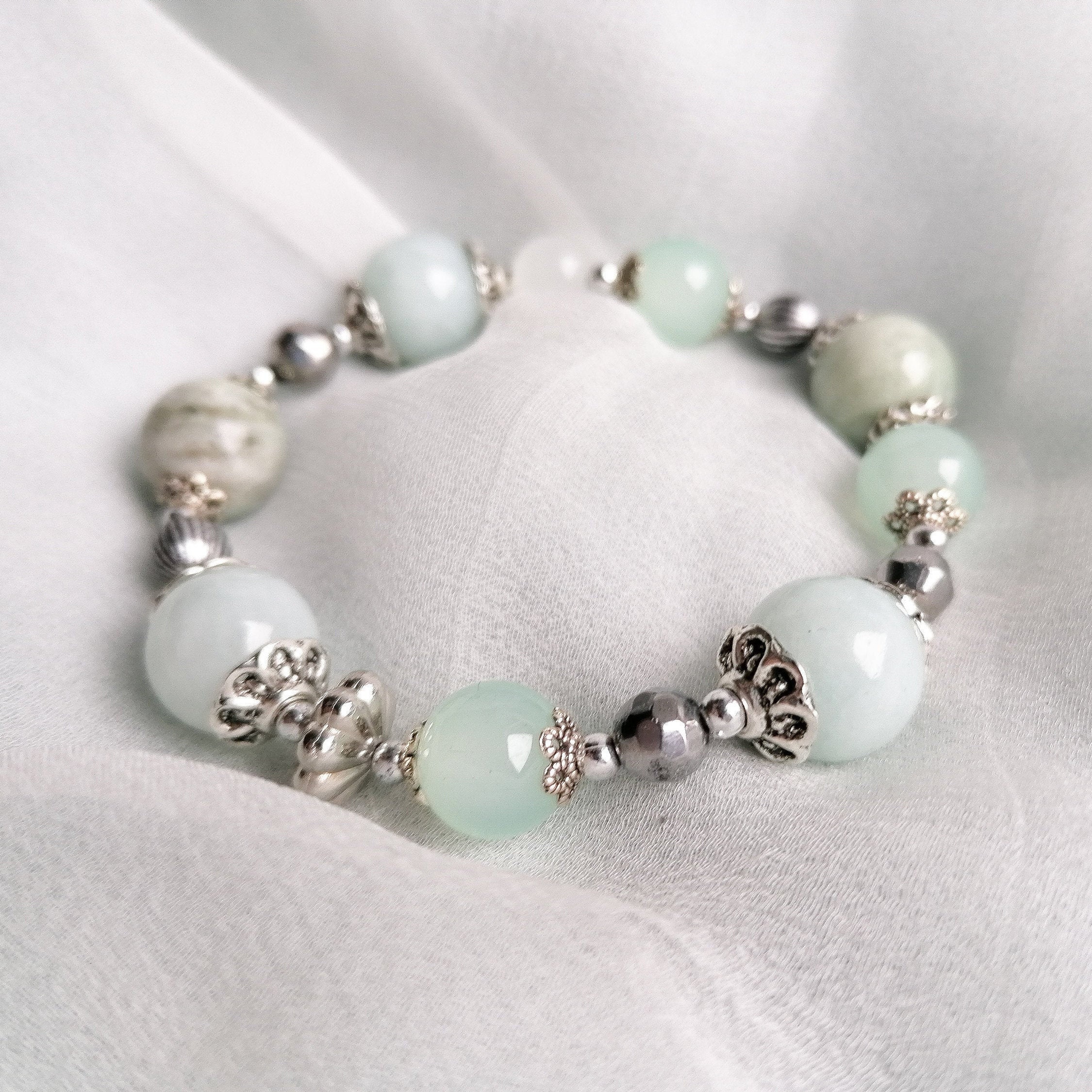 Green Quartz Bracelet Natural Gemstone Bracelet Pastel Etsy