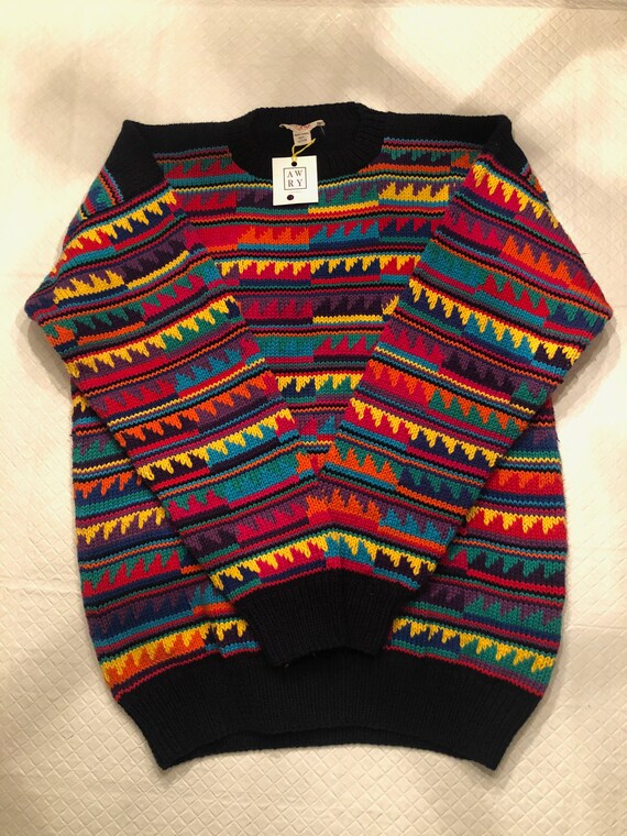 Oversized 80s Vintage Peruvian Cotton Knit Sweater