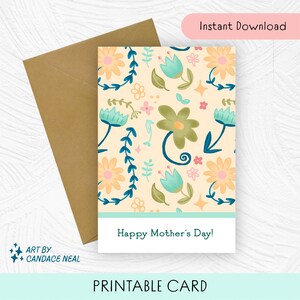 Muttertagskarte zum Ausdrucken | Sofortdownload | Illustrierte Grußkarte für Mama | Hand gezeichnetes Muttertagsgeschenk | Süße Blumen Karte