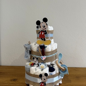 Tarta de pañales de 4 pisos AZUL MICKEY