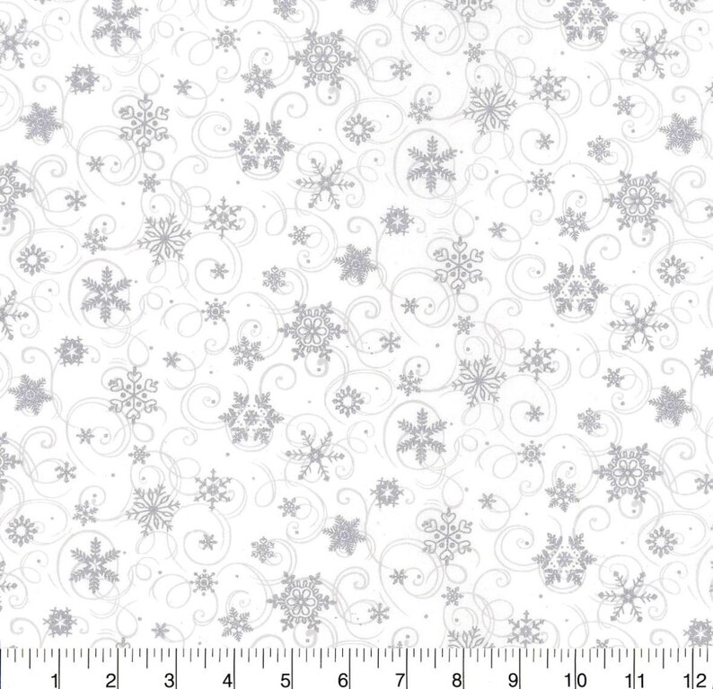 Christmas Glitter Snowflakes Fabric 100% Cotton. Also Sold by the Half ...