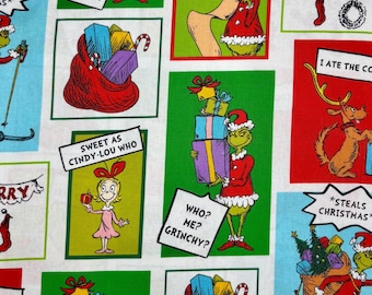 Dr. Seuss The Grinch Christmas Fabric 100% Cotton Quilting and Craft