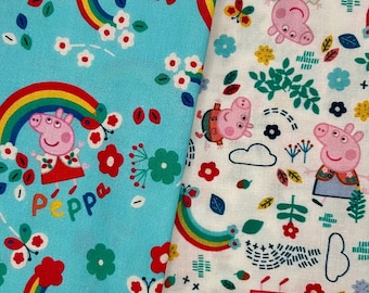 Peppa Pig Fabrics 100% cotton. Also sold by the half yard or full yards.