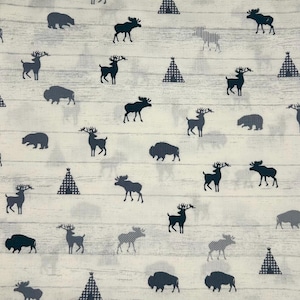 Tela de animales del bosque, 100 % algodón. También se vende por media yarda o yarda completa.