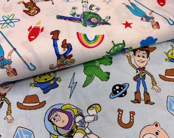 Toy Story Fabrics 100% cotton. Also sold by the half yard or full yards.